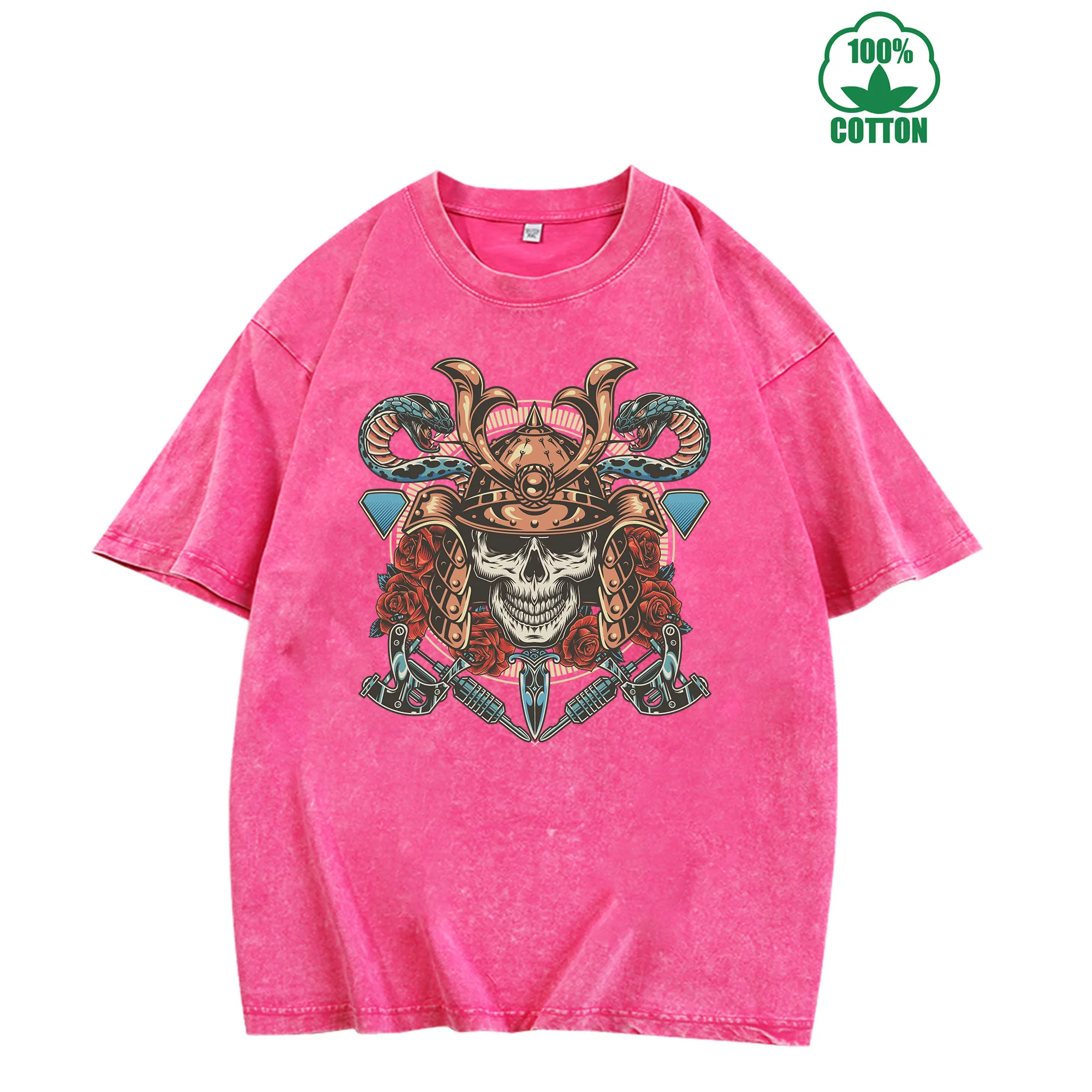 تي شيرت Bushido Spirit Vintage مغسول 230 جرام 100% قطن مريح كبير الحجم ملابس الشارع للجنسين #2