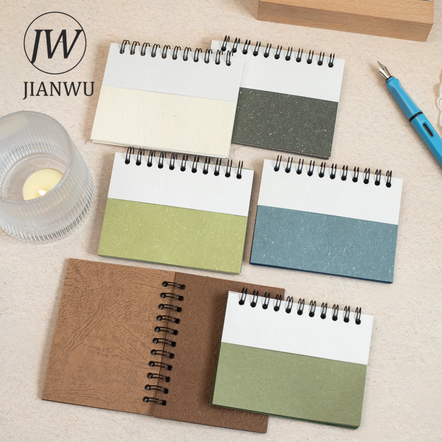 JIANWU Secret Hidden Between The Paper Series Vintage Pattern Landscape Material Collage Coil Book Creative Journal Stationery