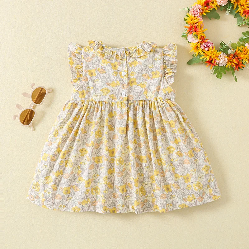 Clibeso Children Boutique Clothing Girl Dress Handmade Smocked Embroidered Cotton Short Sleeves Babi Baptismal Clothes Dresses