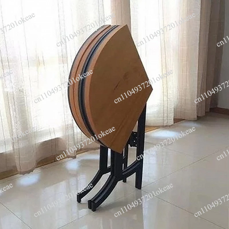 Round  folding solid wood  small household dining  multi-functional retractable round table