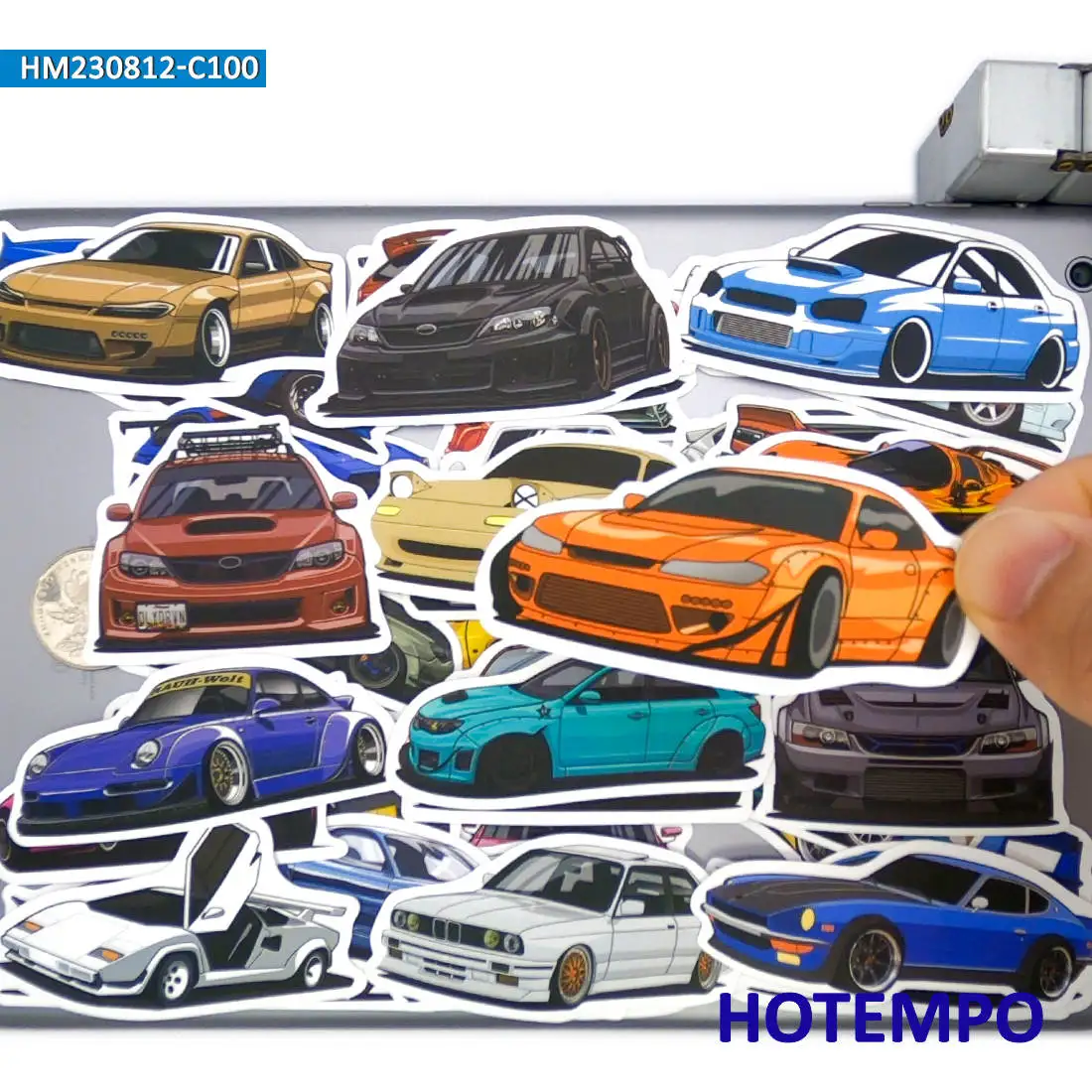 50/100PCS Graffiti Car Stickers Mixed Supercars Cartoon Style Funny Decals for Kids Scrapbook Phone Laptop Bike Luggage Sticker