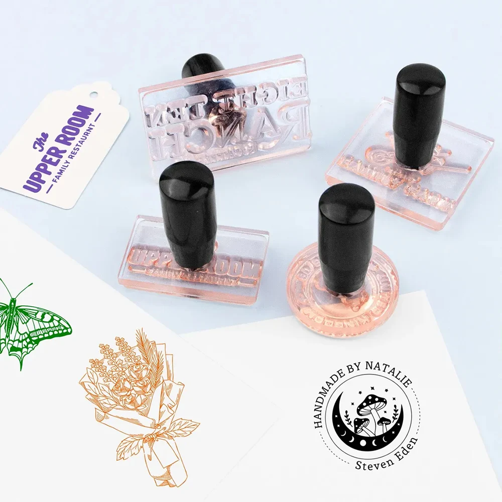 Custom Stamp Personalized Wedding Logo Stamp Acrylic Stamp Custom Packaging/Business/Brand/Coffee Cup/Book Stamp Rubber Stamps