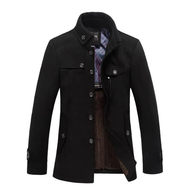 Winter Wool Coat Men Business jacket Casual Slim Mens Overcoat Wool Blends Coats Thick warm male