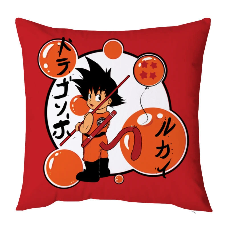 Pillowcase Japanese Style Anime Dragon Ball Sun Wukong Peach Skin Velvet Pillowcase Sofa Cushion (coreless) Children's Gift