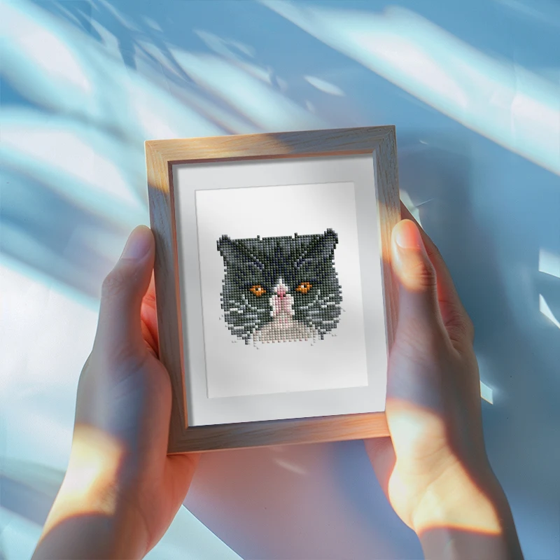 Cute Cat 5D Mini Diamond Painting -4 Pieces, Simple Diamond Artwork, DIY Creative Mini Accessories, No Frame, 15x20cm