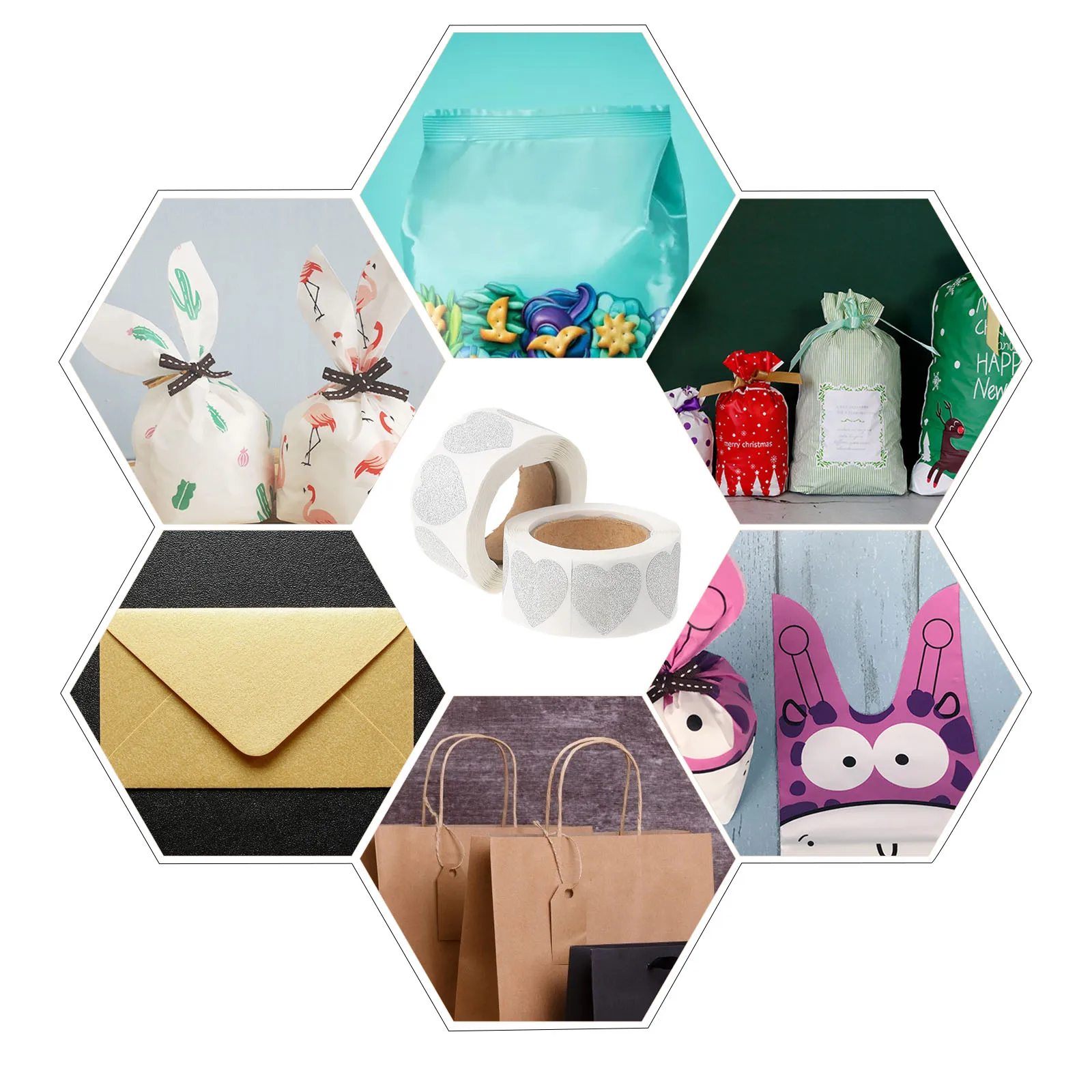 

2 Rolls Love Stickers Gift Wrapping Label Adhesive Small Heart Seal Coated Paper Sealing