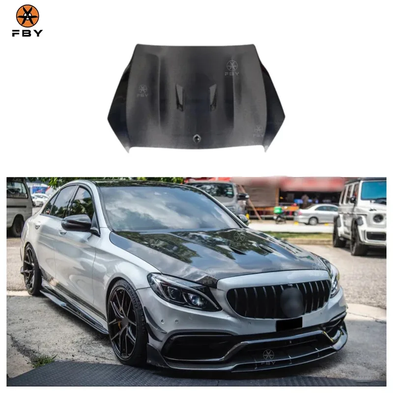 

New Carbon Fiber Engine Hood Bz C Class W205 C63 2015-2021 Style Hight Quality Carbon Fiber Body Kit