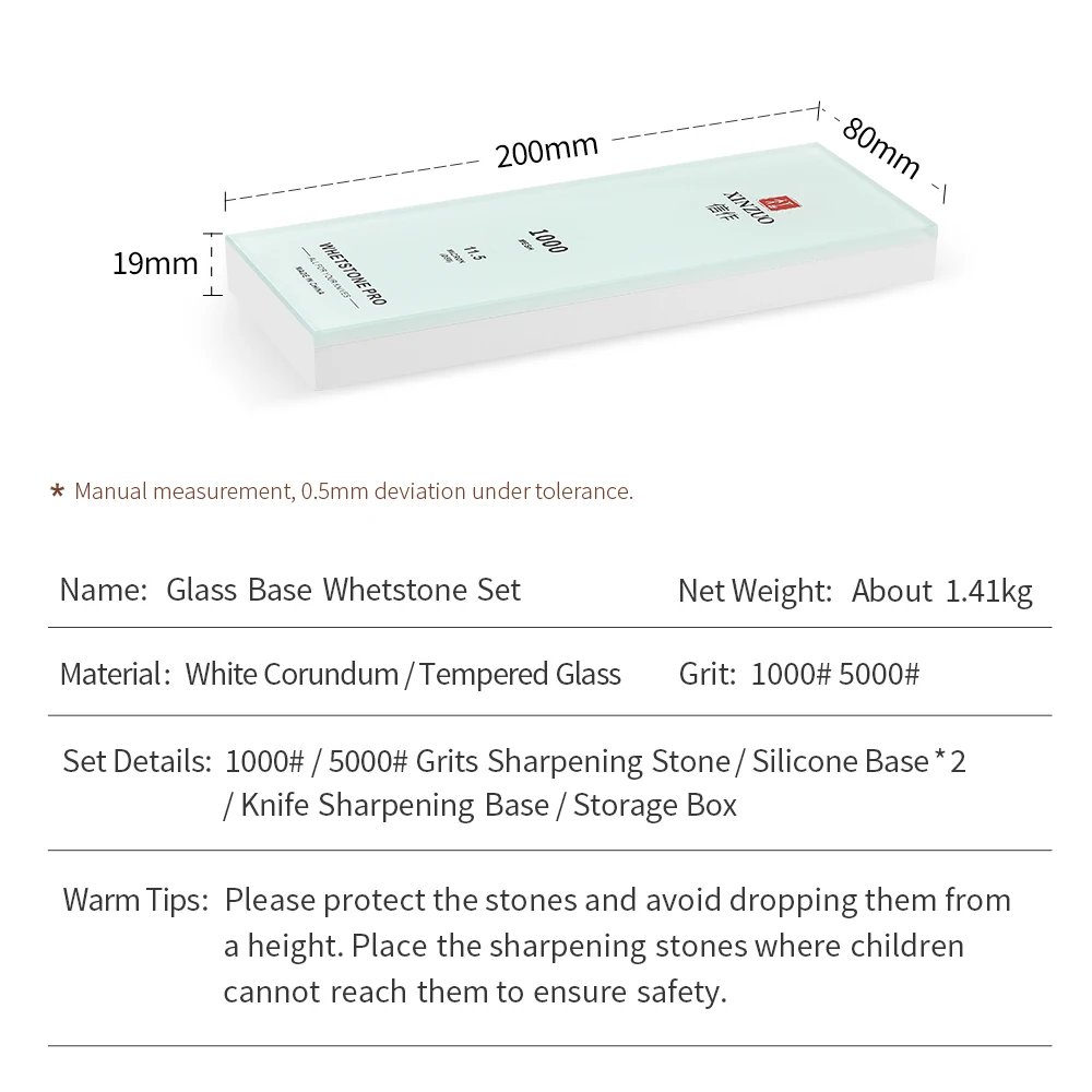 XINZUO 1000/5000 Grit Professional Whetstone White Corundum Glass Base Whetstone Set Tempered Glass Stylish And Beautiful