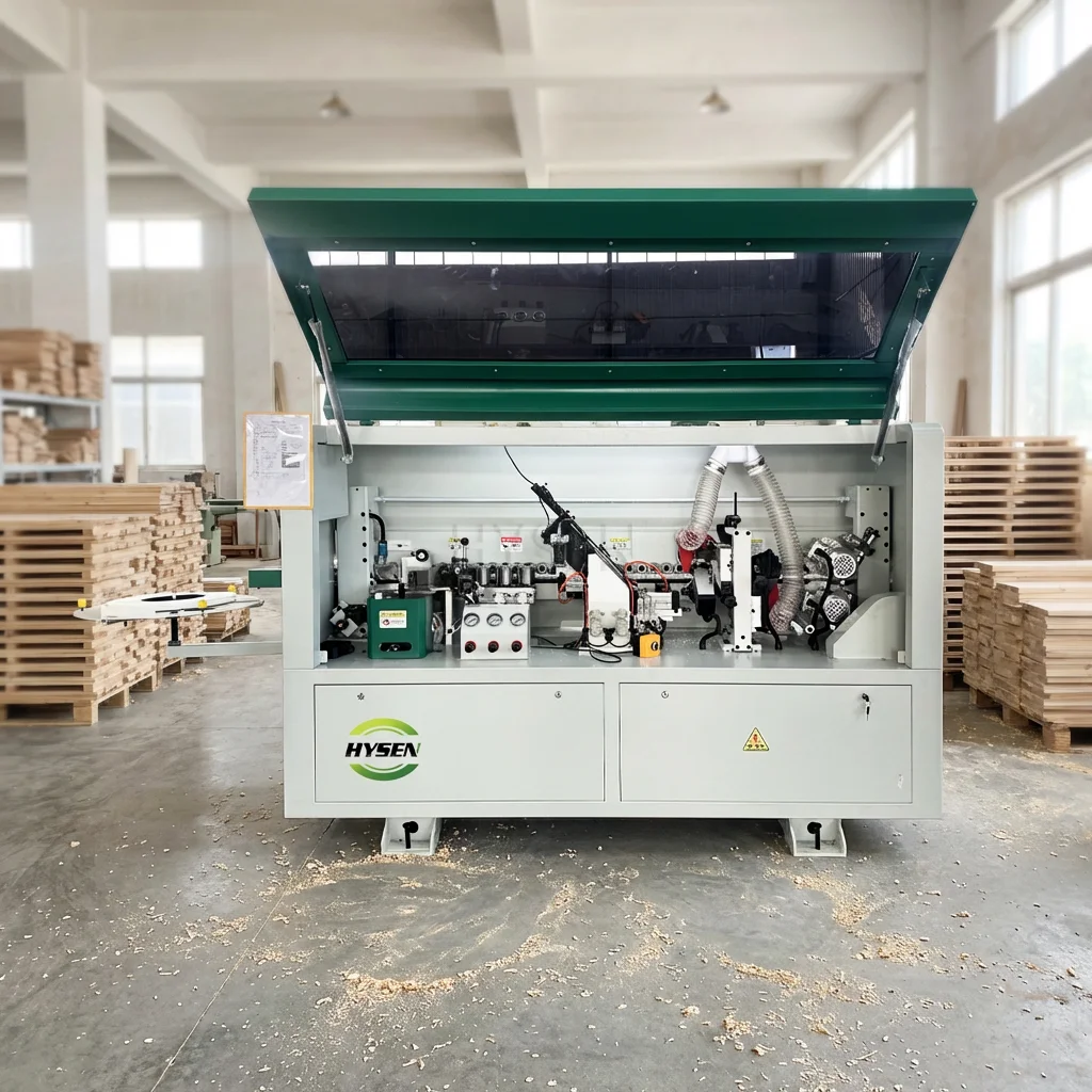 HYSEN Automatic Edge Banding Machine Precision Edge Bander 4 in 1 for Plywood Mdf Melamine Board Furniture Cabinet Processing