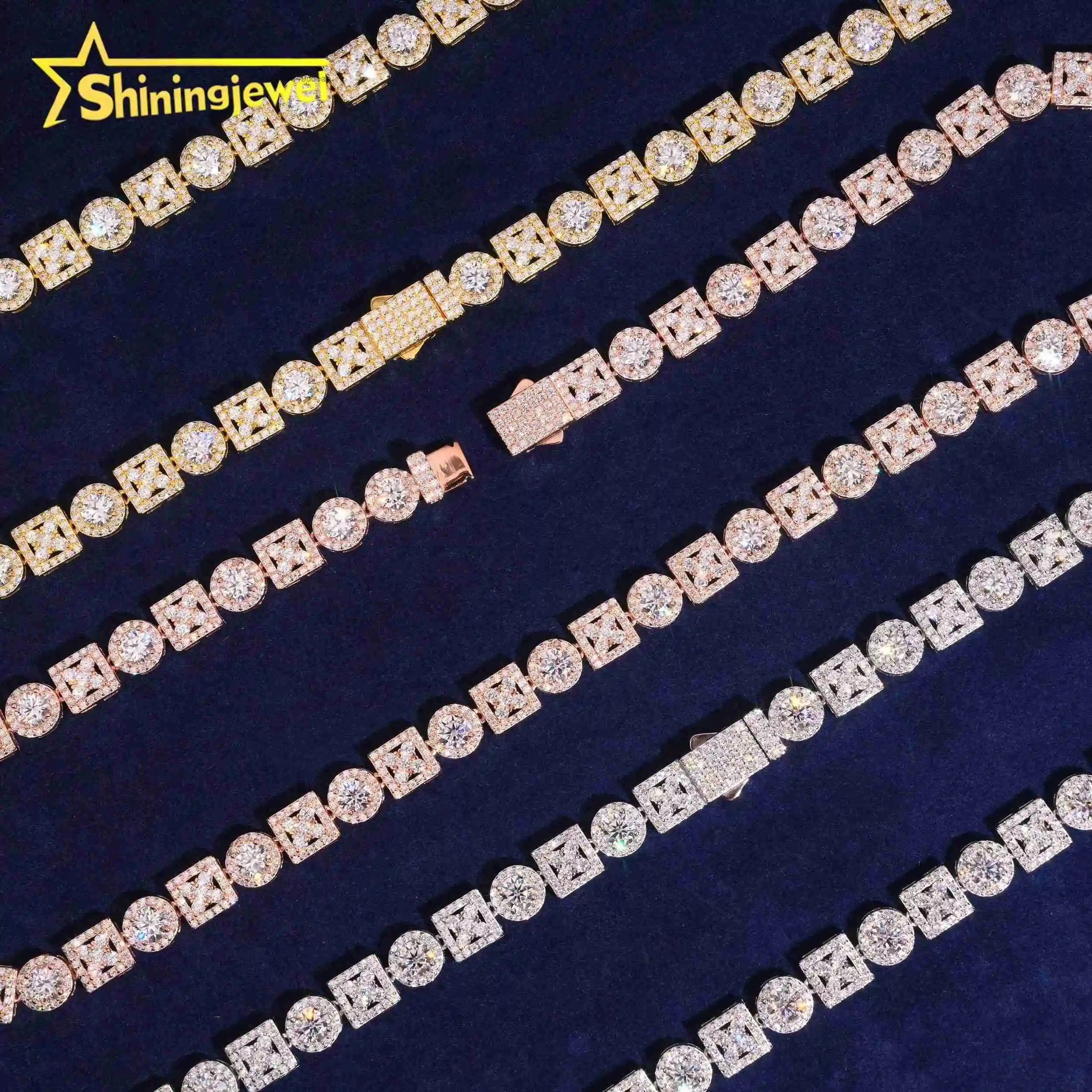 Jewelry Fine Iced Out Pass Diamond Tester 925 Sterling Silver Rose Gold Moissanite Necklace..