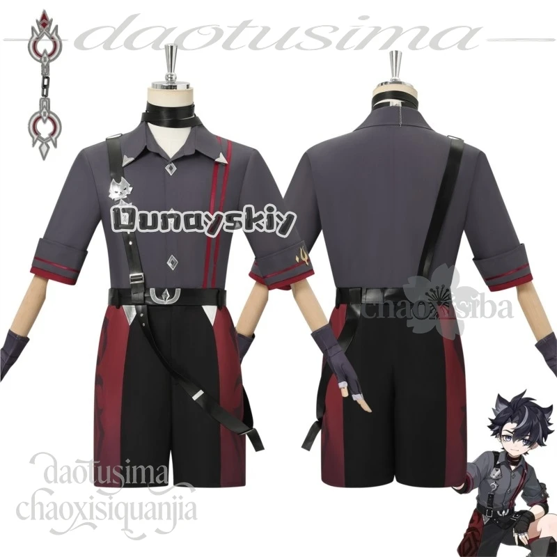 KS*29Little Wriothesley New Outfit Shots Tshir Wigs Props Halloween Christmas Party Cosplay Game Genshin Impact Dream Journey