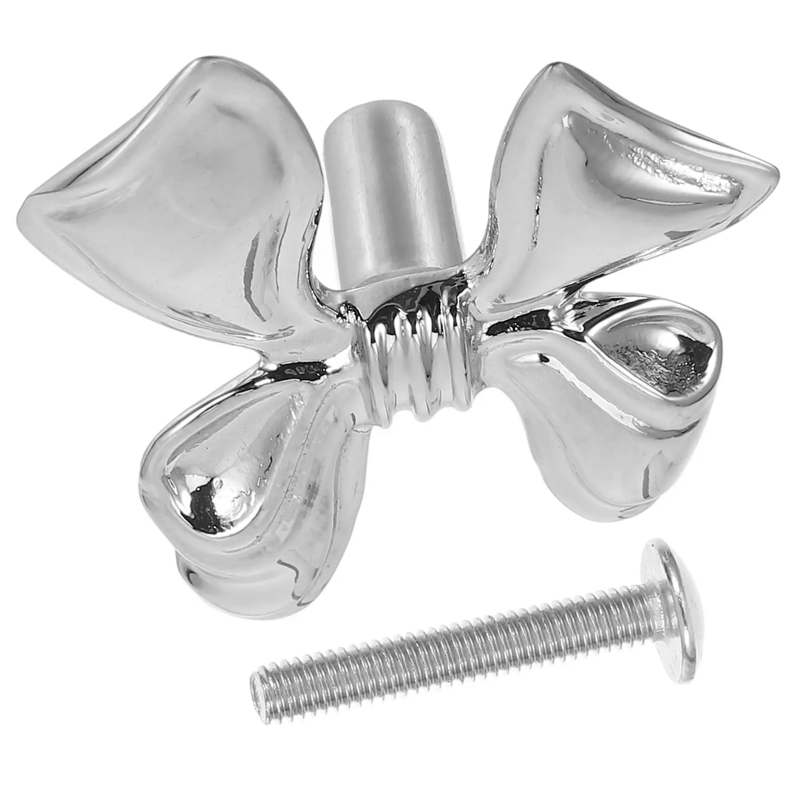 Brass Bow Dresser Knob Silver Vintage Drawer Pull Cabinet Handle Wardrobe Pull Bowknot Shape Easy Install Stylish Furniture Knob