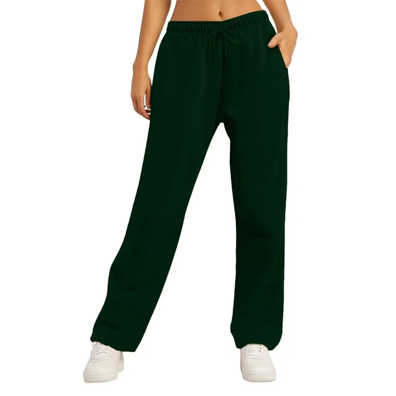 Herbst-Winter Damen Einfarbige Jogginghose, Alltagshose, Damen Weite Hose, Bequeme Lose Hose mit Kordelzug für Damen – Detail 6