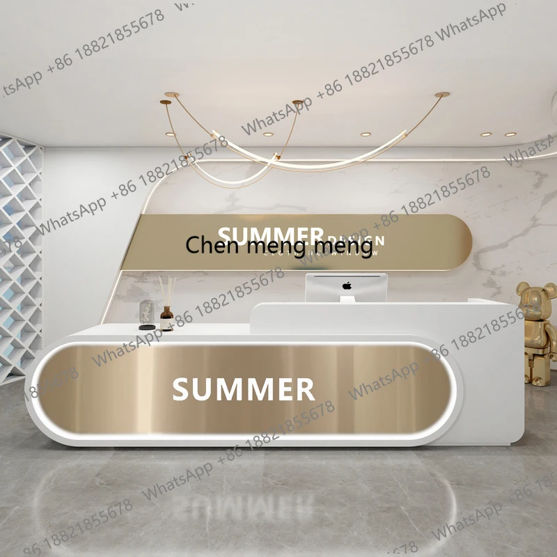 

Z10Corner Curved Reception Desks Minimalist Design Beauty Salon Reception Desks Simple Modern Comptoire Accueil