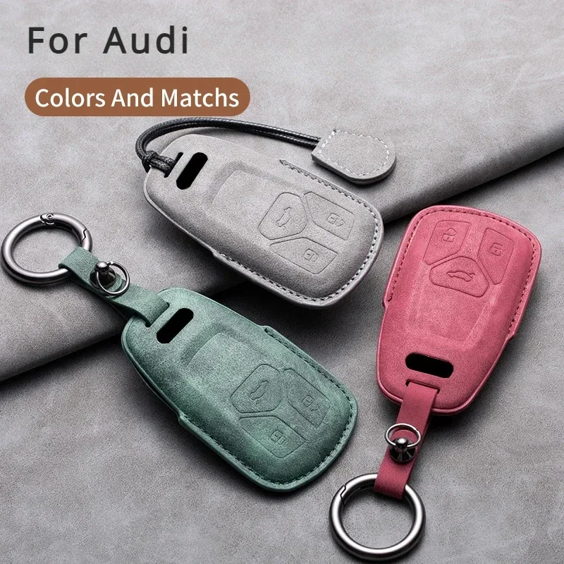 

Leather Car Smart Key Case, Full Protective Case For Audi A1 A3 A4 A5 A6 A7 A8 B9 8V 8W 8S Q3 Q5 Q7 S8 R8 TT TTS