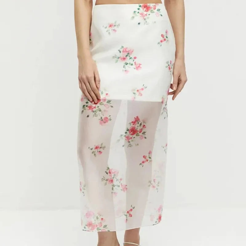Talenza Fashion Slim Print Women's Skirt Casual High Waist Ankle Length Skirts Vintage Classic Patchwork Skirt Female Clothing
