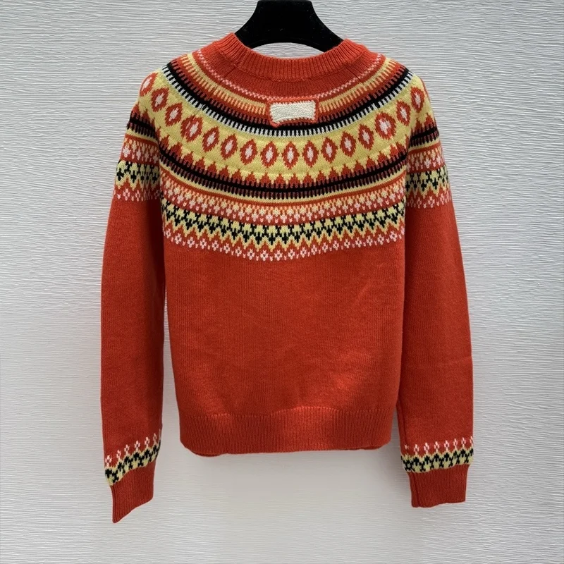

Высококачественный женский пуловер с жаккардовым дизайном Fel Island — классический и популярный зимний свитер 251028185