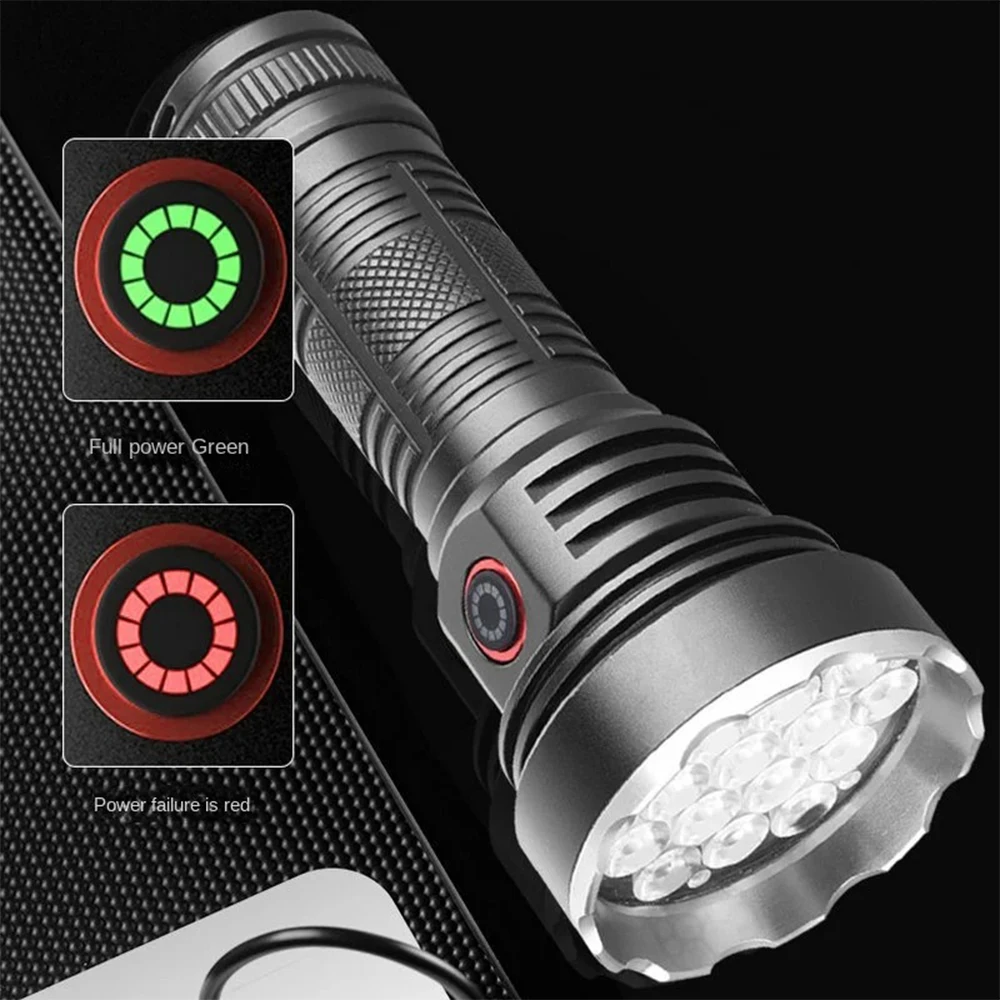 High Power Flashlight 55 LED Powerful Lantern USB Rechargeable Strong Light Torch Waterproof Self-defense Lamp Camping Outdoor