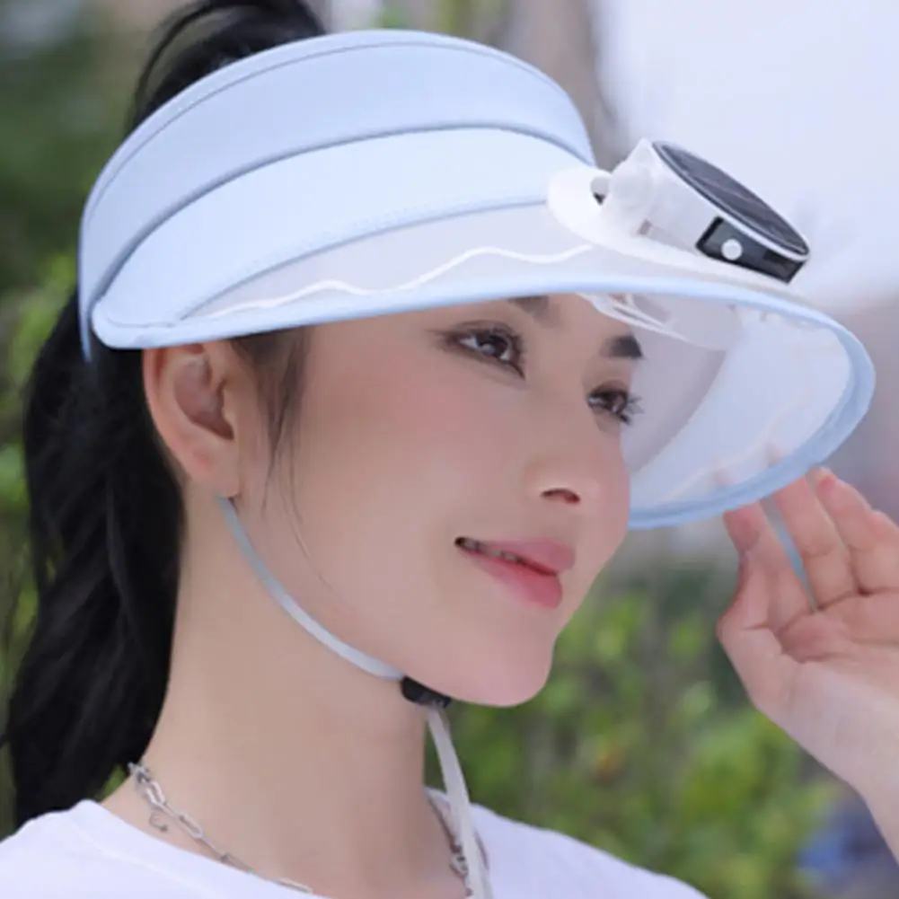 Adults Summer Solar Fan Sun Hat LED Display UV Protection Sun Visor Hat Men Women Outdoor Wide Brim Peaked Sun Hat