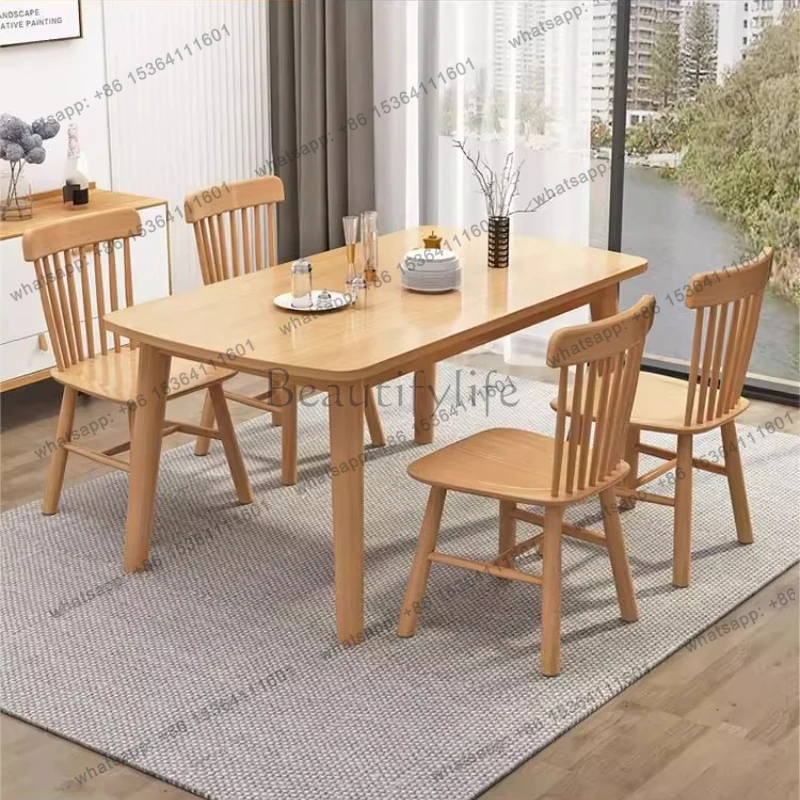 Factory Direct Modern Nordic All Solid Wood Dining Table Tables With 4 6 Chairs 100 120 130 140 150 160 Cm Table Pliante Dining
