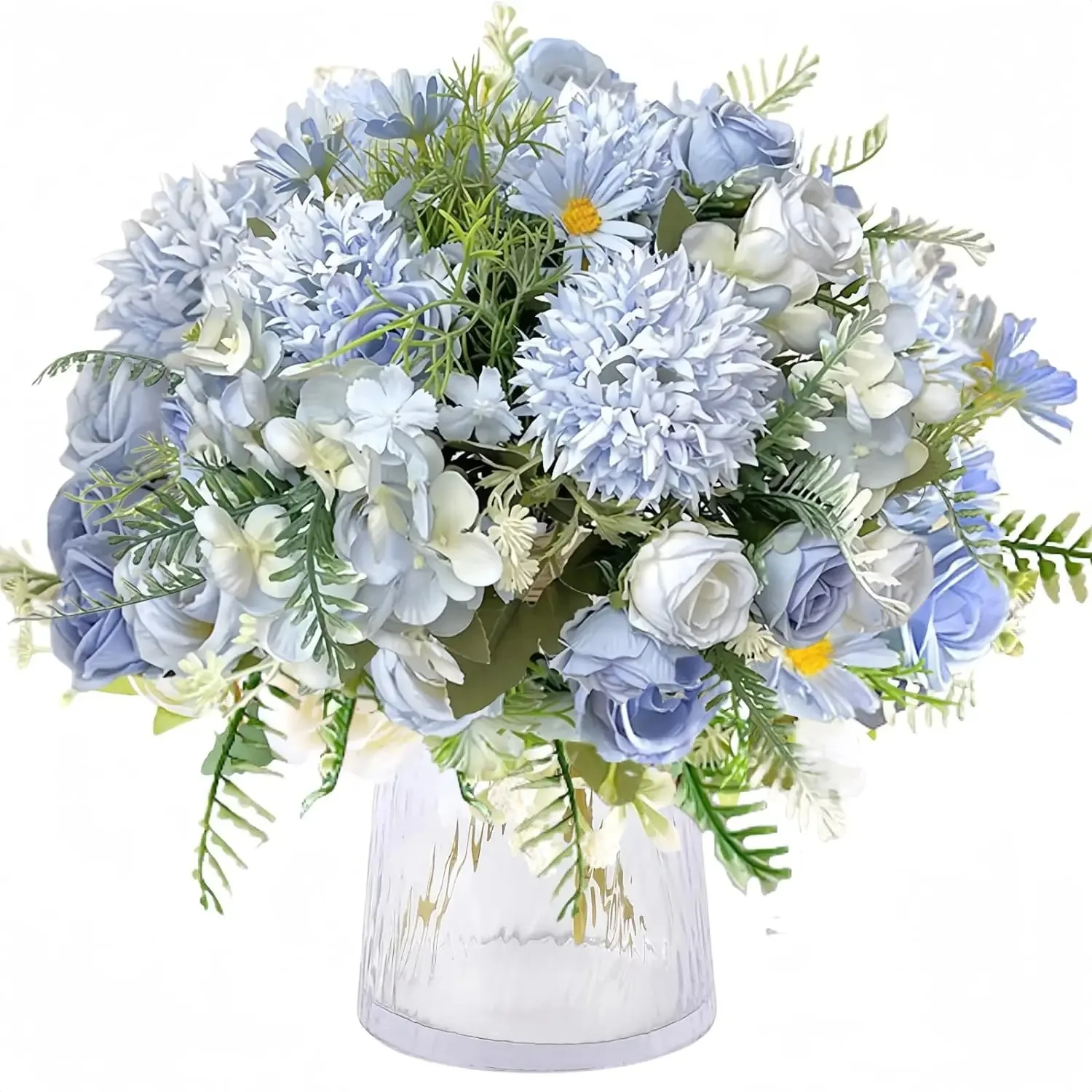 

1PC Artificial Flowers Wedding Home Bedroom Decoration Bridal Bouquet Garden Fake Silk Roses Hydrangeas Vase for Board Outdoors