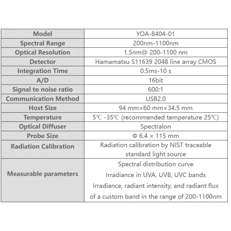 Kit educativo óptico Espectroradiómetro con NIST calibrado aplicable a toda la banda de onda electromagnética