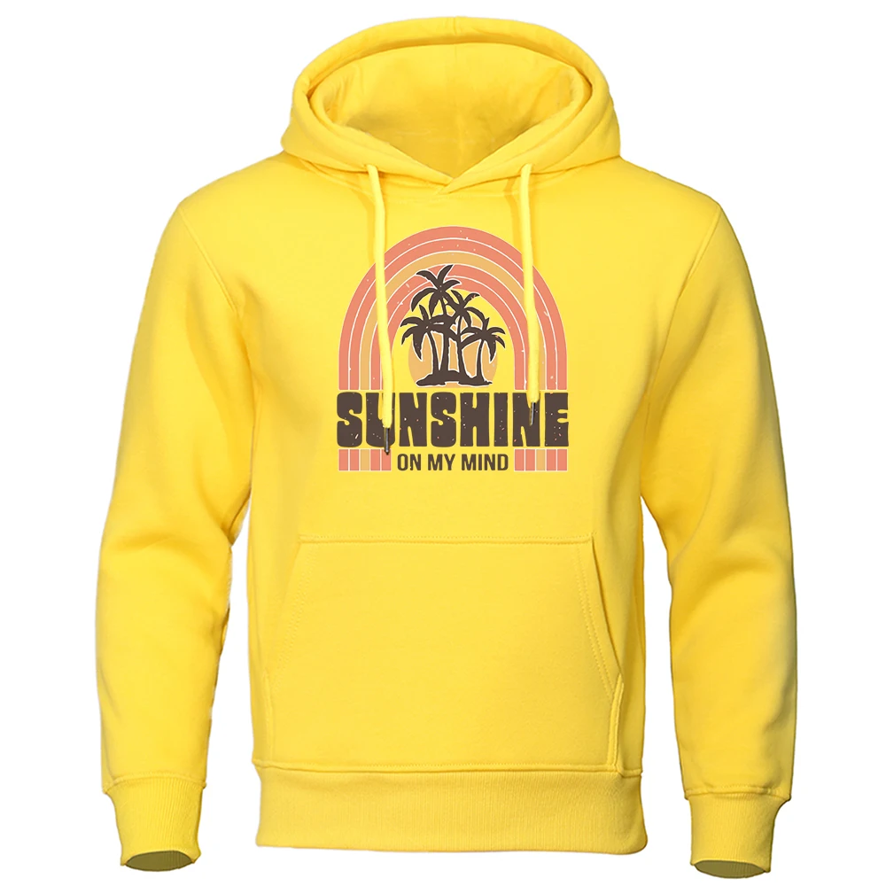 Sunshine In My Mind Sunset Coconut Tree By The Sea Male Hoodie Casual Daily Hoodies Outdoor Quality Clothes Classic Sport Tops