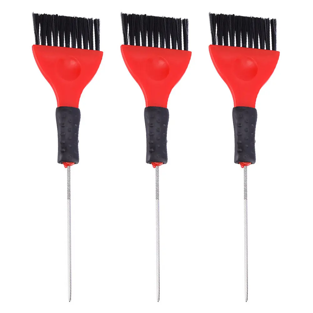 3Pcs Hair Dye Brush Stainless Steel Tail Needle Highlighting Comb Professional Hair Coloring Application Salon Use