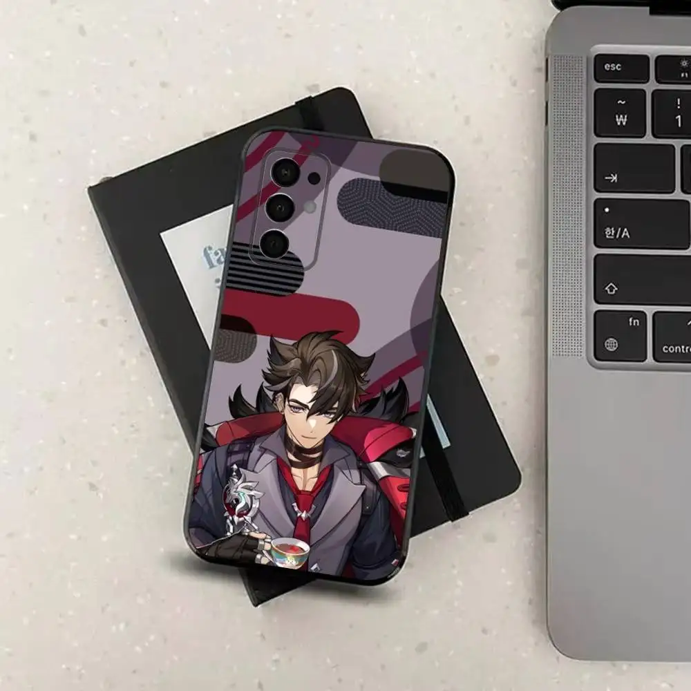 حافظة هاتف W-Wriothesley G-Genshin لهاتف سامسونج جالاكسي A73,91,80,72,51,53,52,71,22,5G,Note,J7,8,9 غطاء أسود ناعم