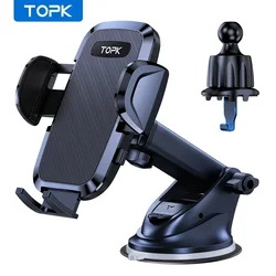 TOPK-Soporte de teléfono 4 en 1 para coche, montaje superestable para salpicadero de coche, parabrisas, ventilación de aire, Compatible con todos los teléfonos móviles