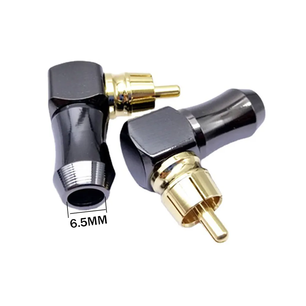 Conectores de enchufe RCA de ángulo recto de 90 grados, sonido Musical, adaptador de Cable de altavoz de Video chapado en oro, conector RCA de Audio