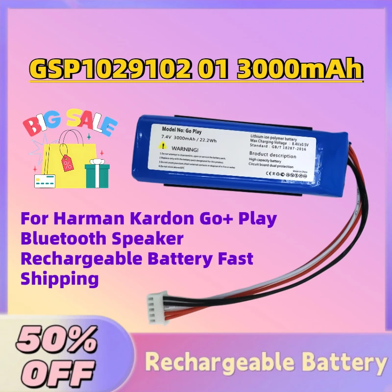 

New GSP1029102 01 3000mAh 7.4V Li-Po Battery for Harman Kardon Go+ Play Bluetooth Speaker Rechargeable Battery Fast Shipping