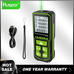 Huepar Green Beam Laser Rangefinder Digital Distance Meter 60M/100M/120M LCD Screen Multi Function Trena Laser Measure Tools