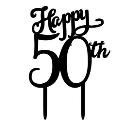 Happy 50th Birthday Cake Topper Acrylic 50 Cake Decoration Black Perfect Cake Picks for 50th Birthday Celebration