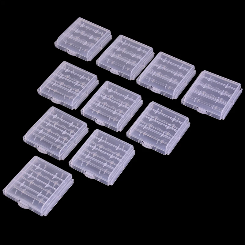 10pcs 4 Slots AA AAA Plastic Battery Holder Storage Box Battery Case Cover For AA AAA Rechargeable Battery Container Organizer