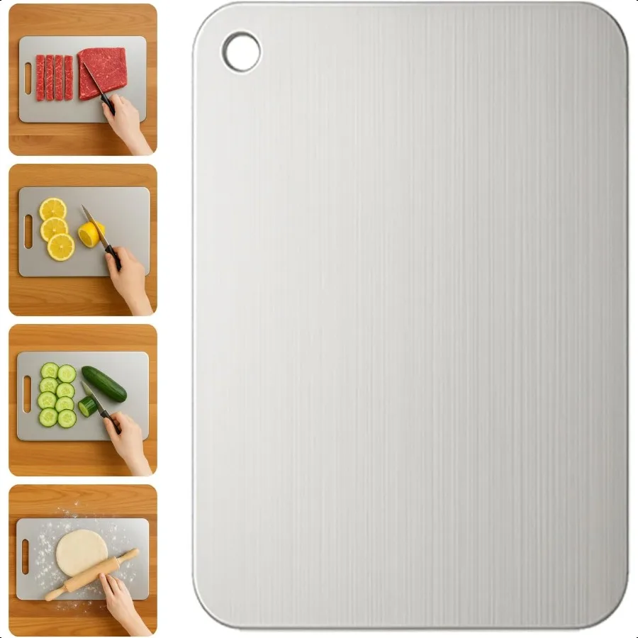 

Titanium Cutting Board 100 Pure Titanium Cutting Boards for Kitchen Non Stick FoodGrade Hygiene Durability Chopping Mat Double