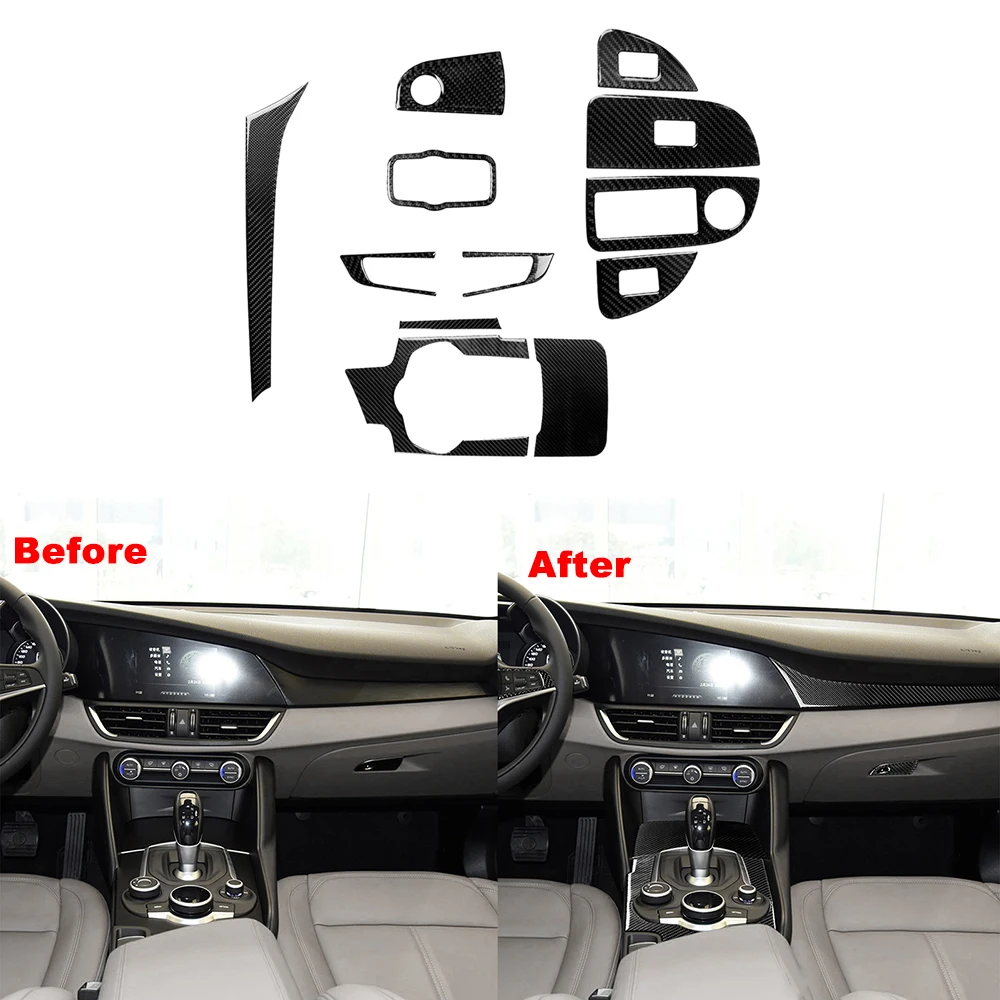 

Консоль из углеродного волокна, панель переключателя окна, декоративная рамка, накладка, наклейка для Alfa Romeo Giulia 2017-2019