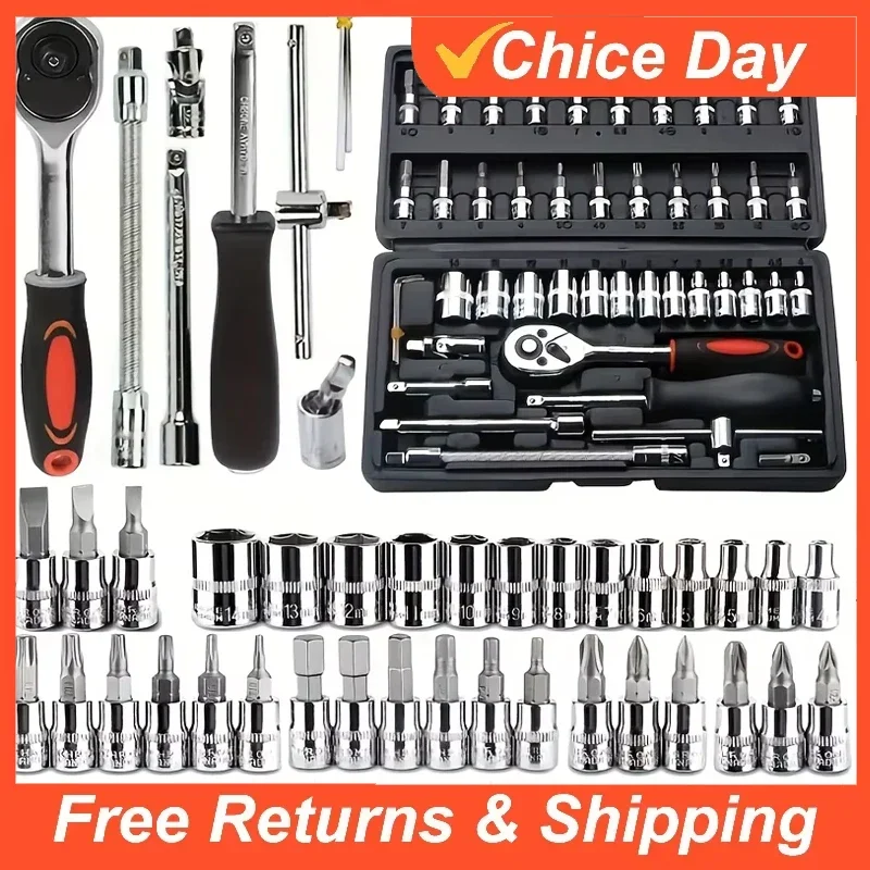 

Repair Tool Set 46 Pieces/set Socket Set Automotive Repair Wrench Torque Wrench Combination Automotive Repair Tool Set Amagi