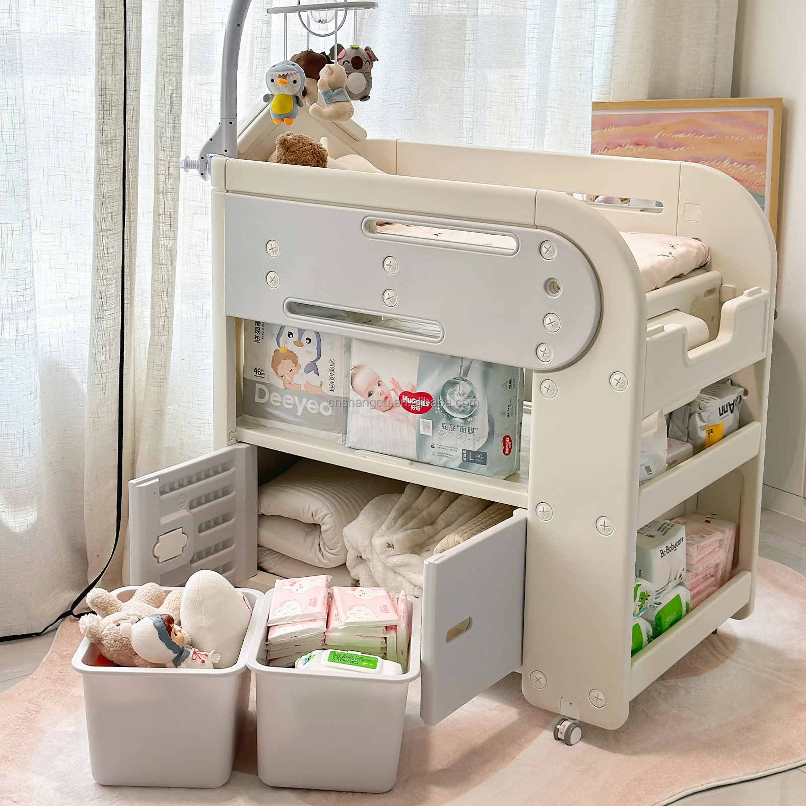 Cambiador portátil para bebé, estación de pañales de pie para el hogar, guardería, baño, plástico, plegable, certificado CE, cuidado infantil ​