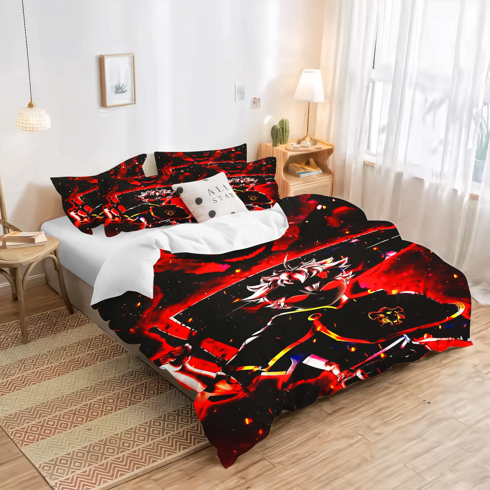 Black Clover Bedding Set Single Double Full Queen King Size Anime Duvet Cover Set For Adults Boys 2024 Quilt Cover Pillowcase