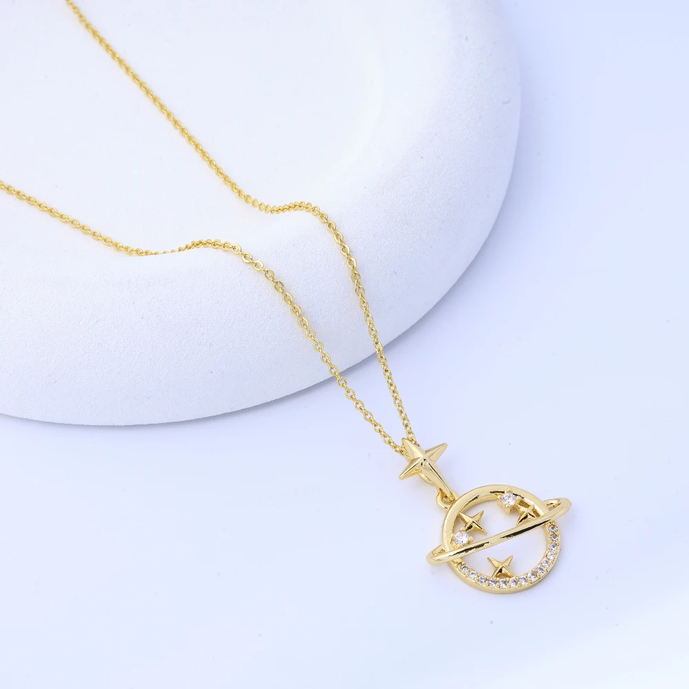 Trendy Titanium Steel Necklace for Women - Inlaid Zircon Pendant, 18K Electroplated Decoration, Durable Clavicle Chain Jewelry,