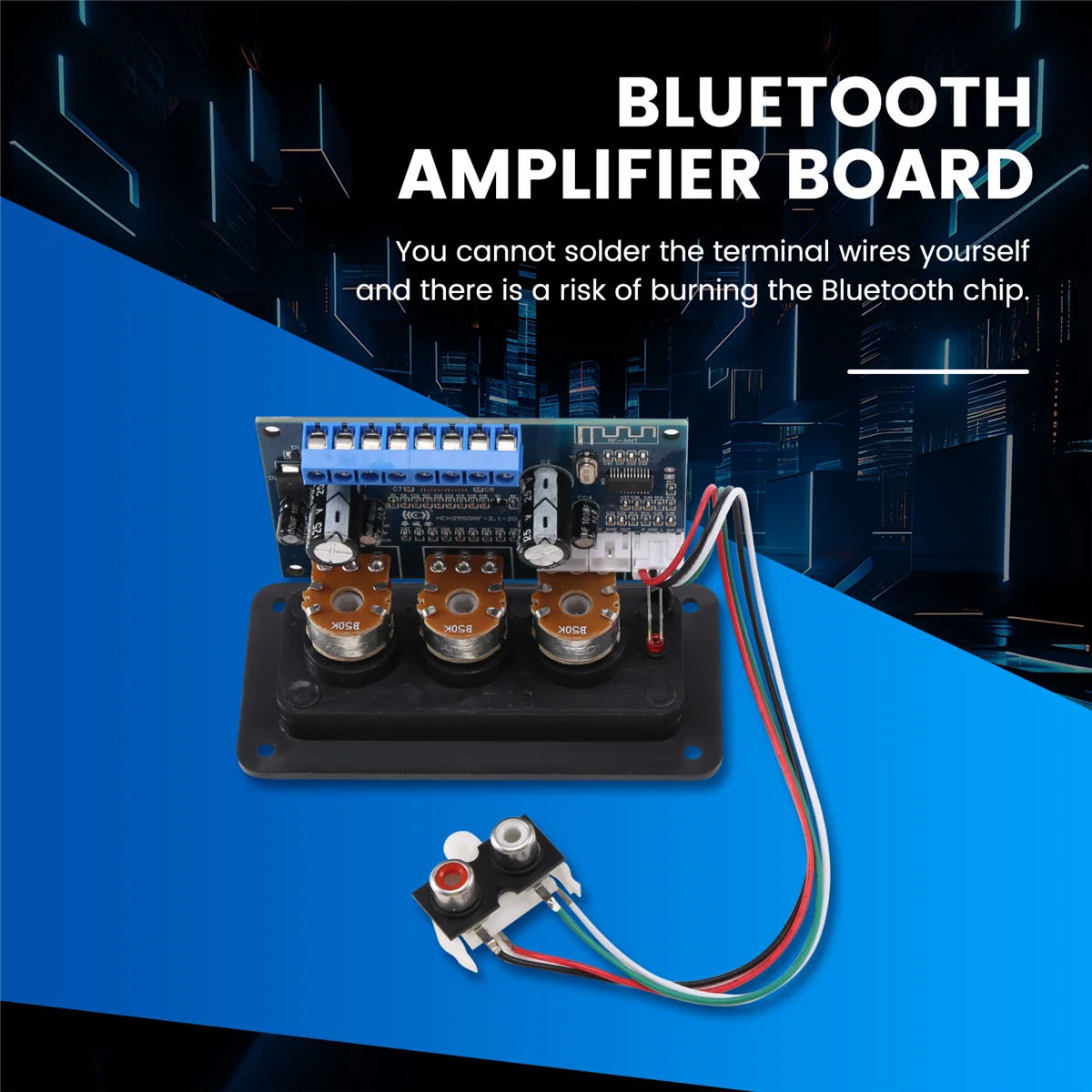 RISE 2.1 Channel Digital Power Amplifier Board+AUX Audio Cable 2x25W+50W BT5.0 Subwoofer Class D Amplifier Board DC12-20V