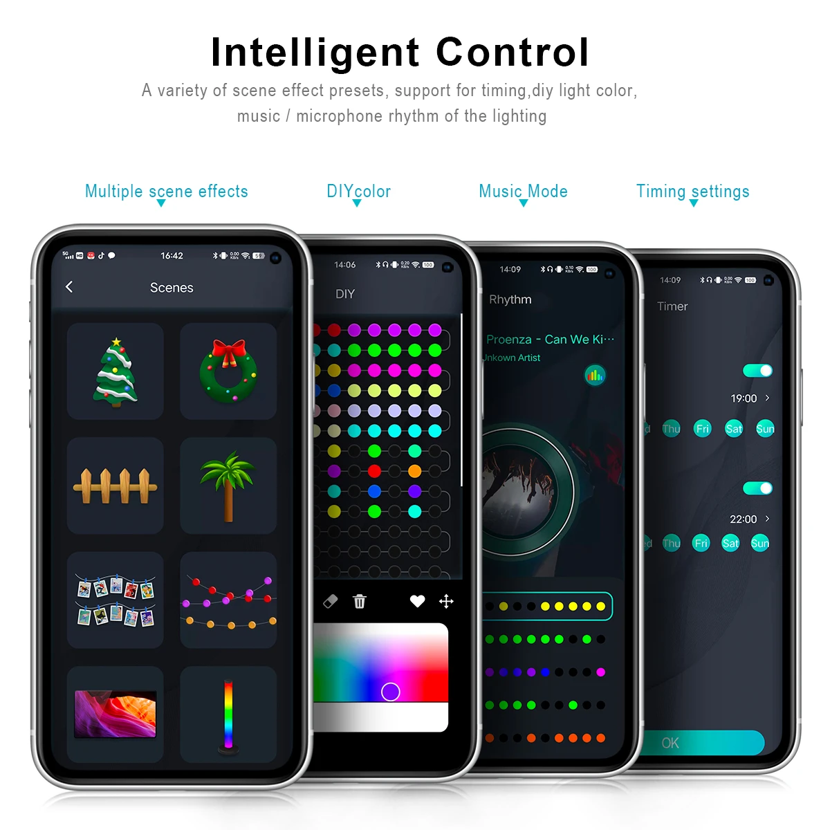 سماعة لاسلكية تعمل بالبلوتوث APP التحكم بكسل USB LED سلسلة الجنية ضوء الذكية WS2812 عنونة لون الحلم RGB أضواء زينة عيد الميلاد