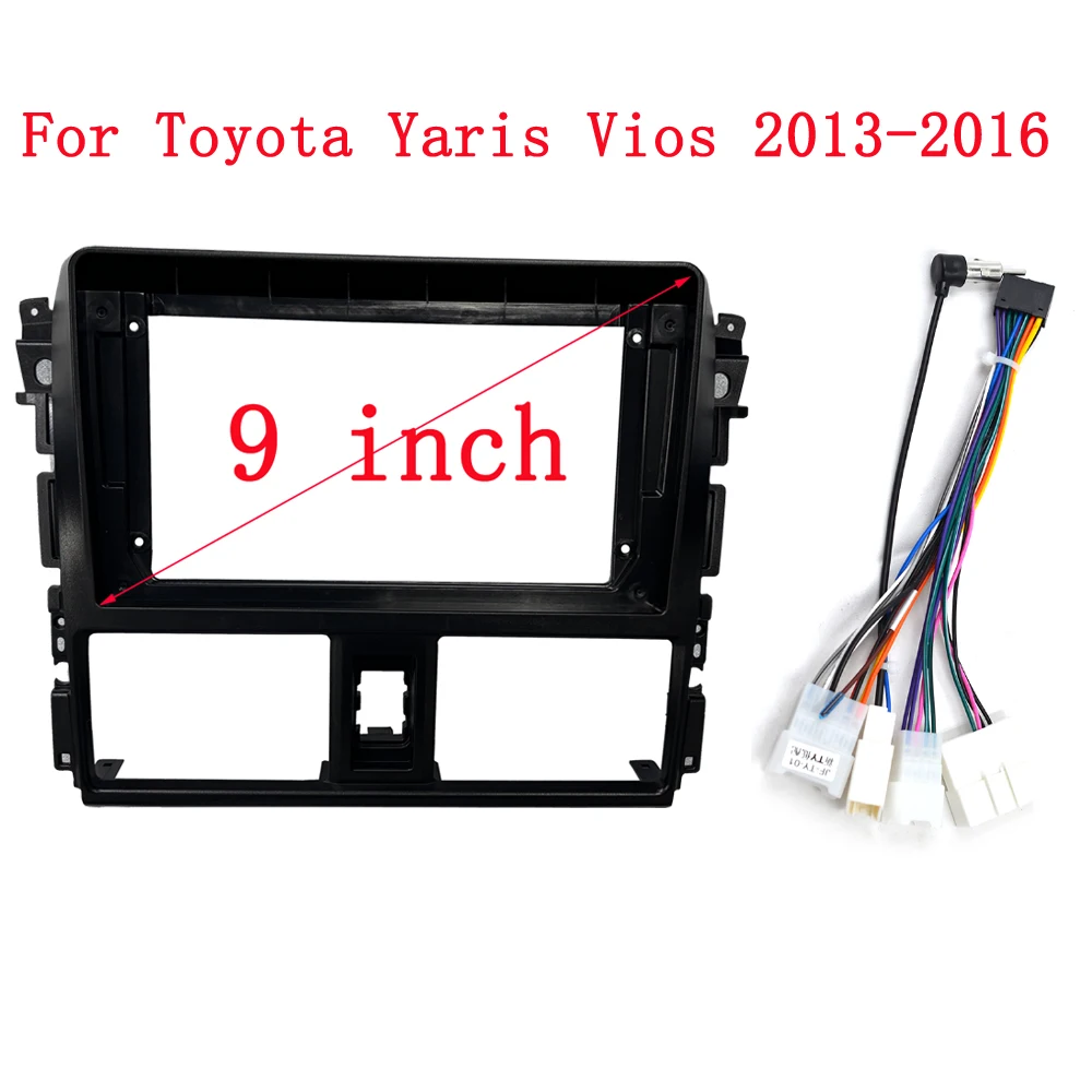 9/10 Inch Car Audio Radio Plate Fascia Frame For Toyota Yaris Vios 2013-2016 Big Screen 2Din DVD Player Panel Dash Mount Kit