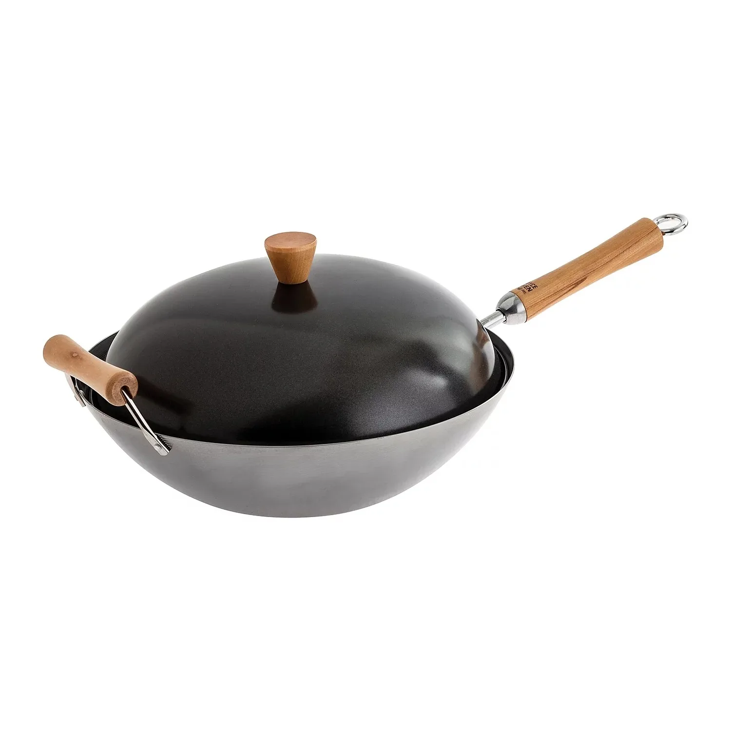 

Classic Series Uncoated Carbon Steel Wok Set with Lid and Birch Handles 4-Piece 14-Inch