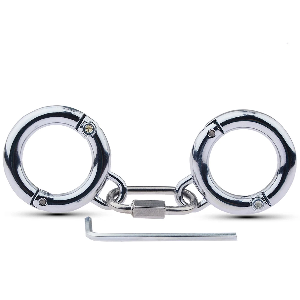 Unisex Stainless Steel Toe Cuffs Slave Shackles Manacles Lockable Slave Restraint Bondage Chain Sex Toys for Couples Adult Games