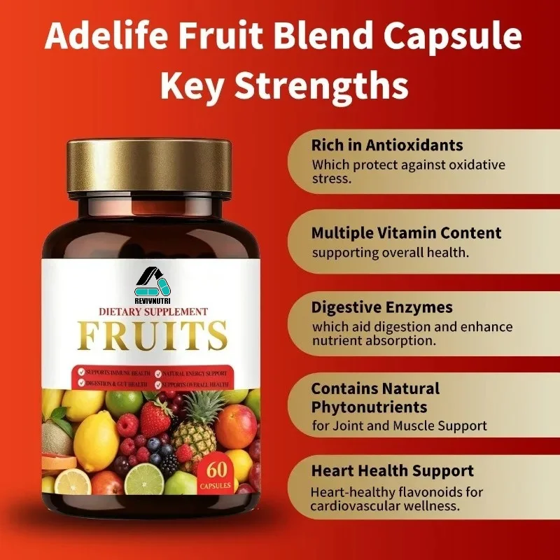 Whole Fruit Capsule Aloe Vera, Apple, Banana, Blueberry, Cherry, Cranberry As A Whole Energy Supplement