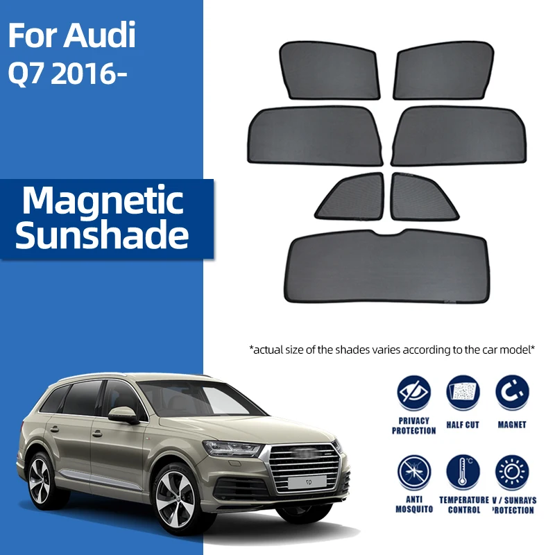 

For Audi Q7 4M 2017-2024 Car Magnetic Sunshade Front Windshield Curtain Folding Rear Side Window Mesh Sun Shade Visor