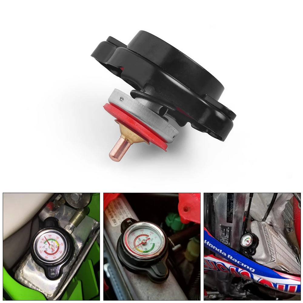 

1.8 Bar High Pressure Radiator Cap 25.6psi with Temperature Gauge For Honda Yamaha Kawasaki Suzuki Motorcycle Dirt Bike ATV