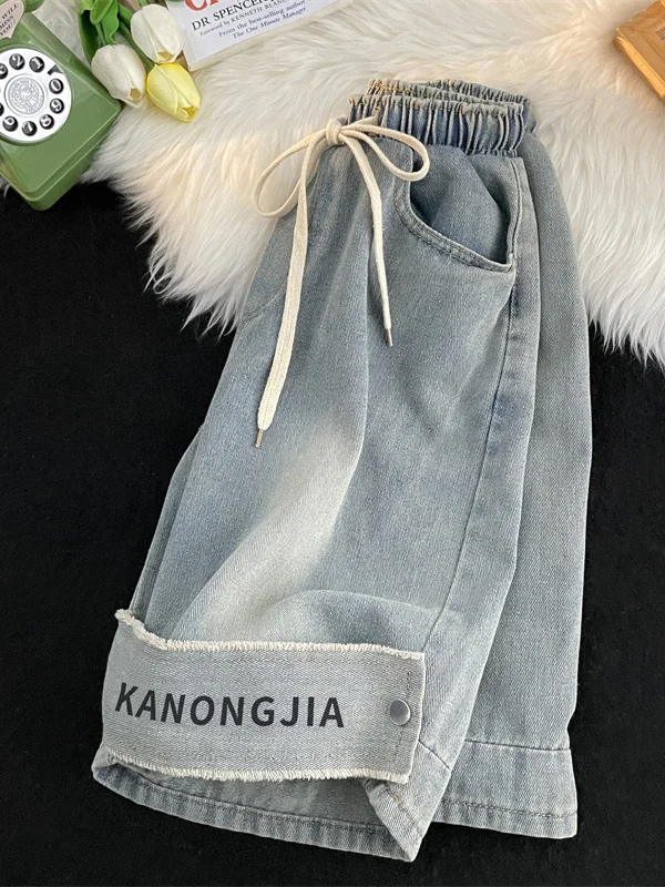 Retro Washed Casual Loose Men's Denim Shorts Trendy Brand Yellow Clay Workwear Style Five-Point Middle Pants Summer Leisure